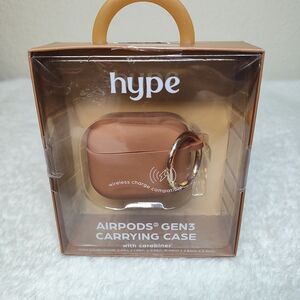 Hype Case For AirPods Gen3  Mocha Color With Golden Carabineer Drop Shock Proof